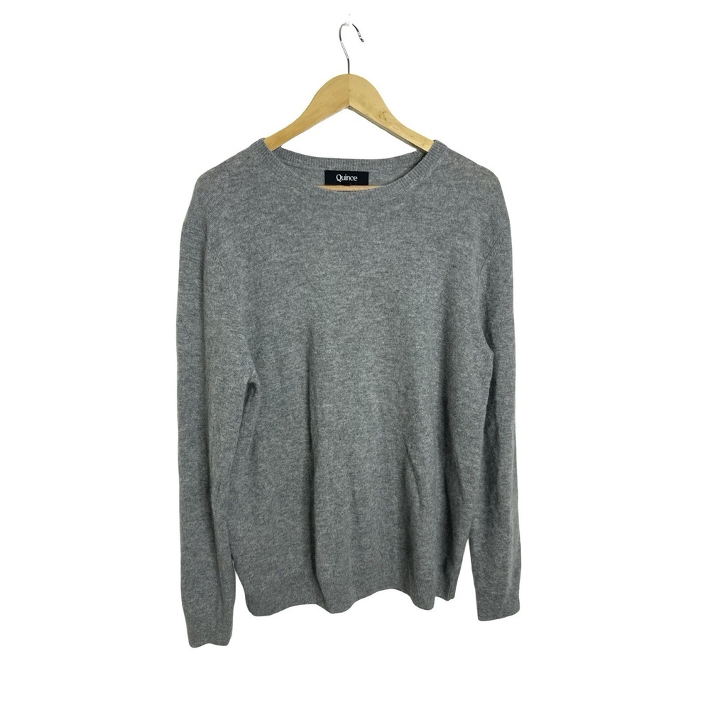 Quince Men's 100% Cashmere Gray Crewneck Pullover Sweater Size XL